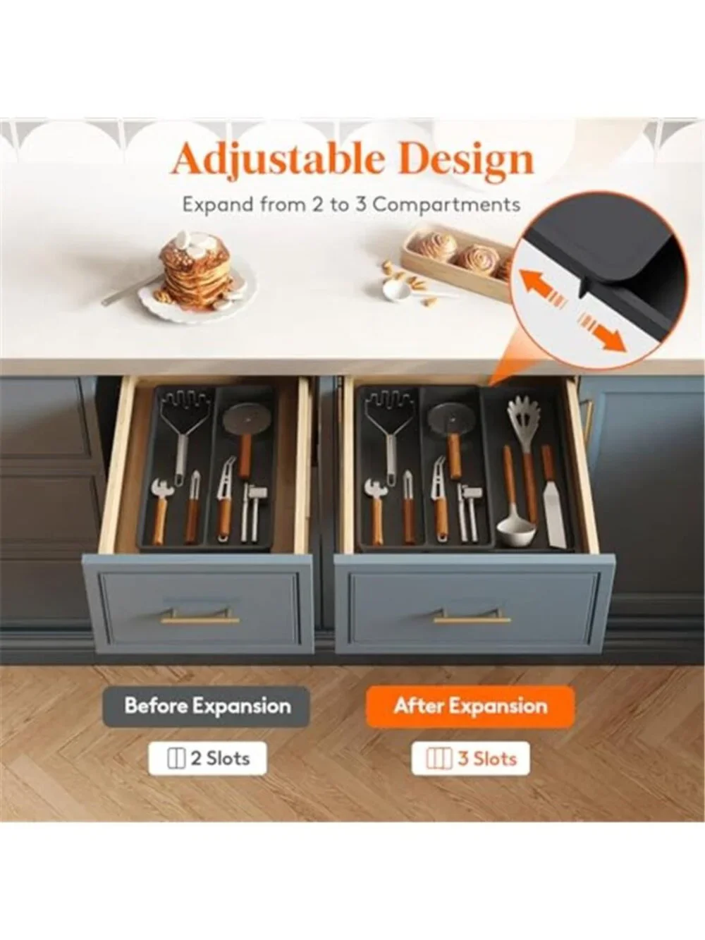 Expandable Kitchen Drawer Organizer Silverware Tray Utensil Storage Adjustable